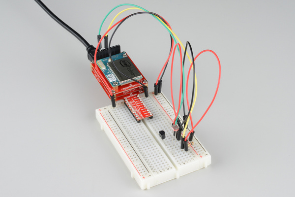 Temperature and light sensors connected to the Edison