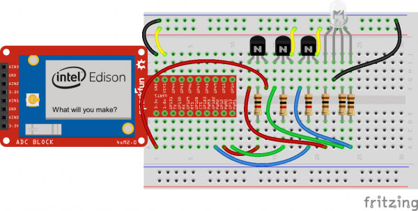 RGB LED with Edison Fritzing