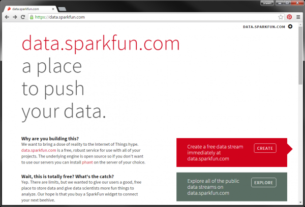 data.sparkfun welcome page