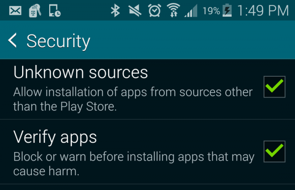 Unknown Sources in Android