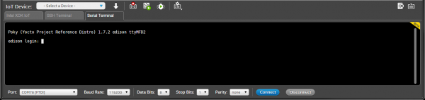 Connecting to Edison's serial terminal with the XDK