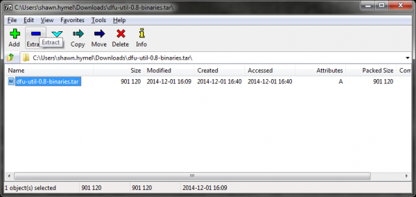 Untarring dfu-util in Windows
