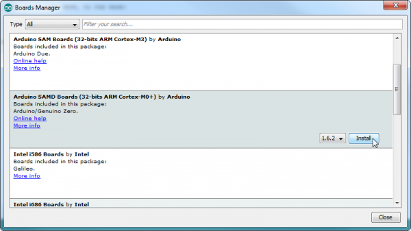 Installing the Arduino SAMD boards