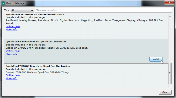 Installing the SparkFun SAMD Boards