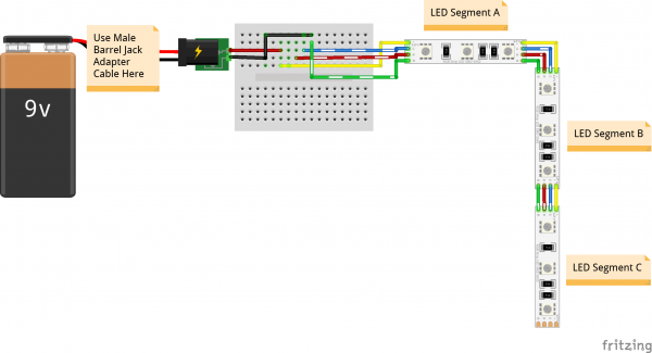 Fritzing Diagram Wearable LED Harness Circuit