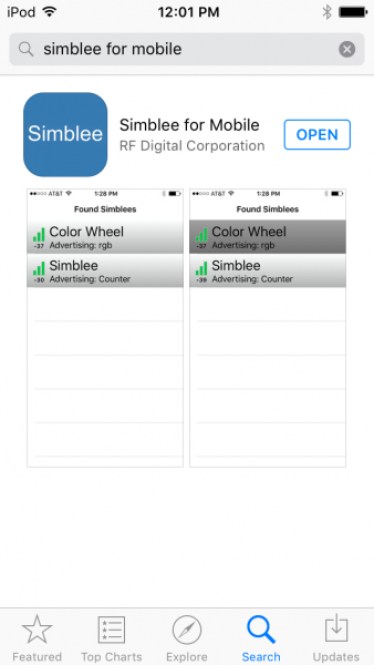 Simblee for Mobile Download page