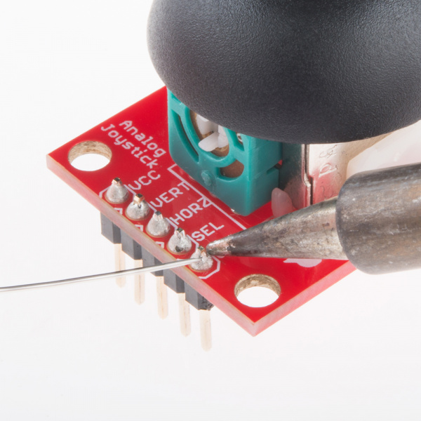 Solder pins to joystick breakout board