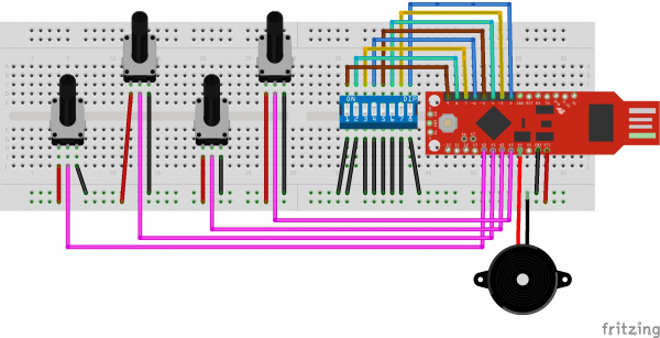 All jumper connections have been made on the breadboard