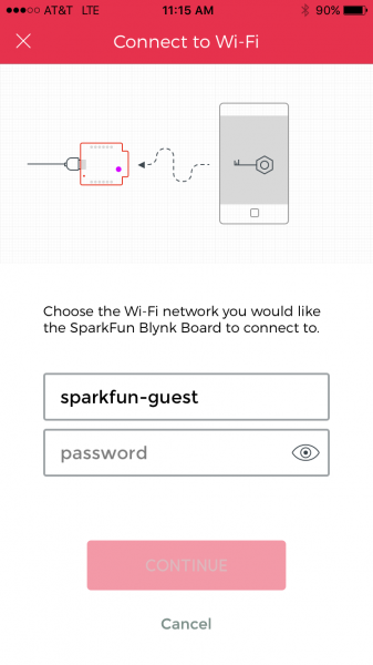 Enter the Wi-Fi name and password