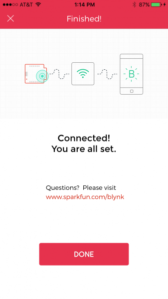 Blynk connect success