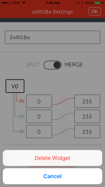 Deleting a Blynk Widget