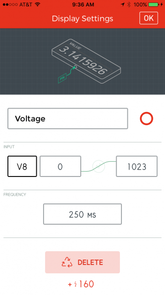 Value widget settings