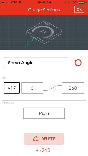 Gauge angle output settings