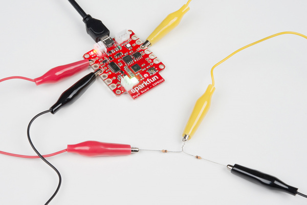 Voltage divider connected to the Blynk Board