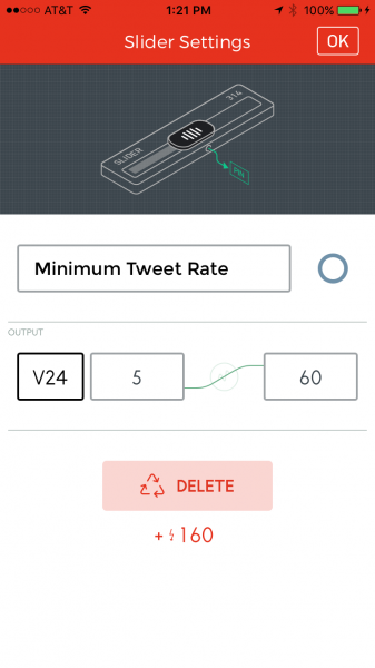 Tweet rate slider settings