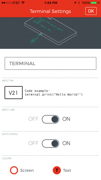 Terminal settings
