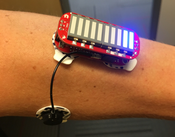 MyoWare LED Shield on an arm