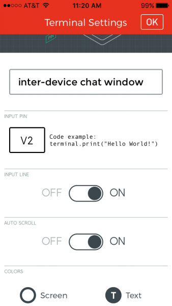 Configured Terminal widget