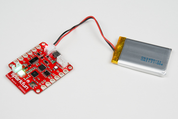 SparkFun Blynk Board powered with a single cell LiPo battery
