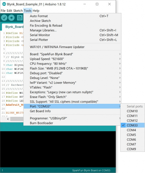 Serial port selection