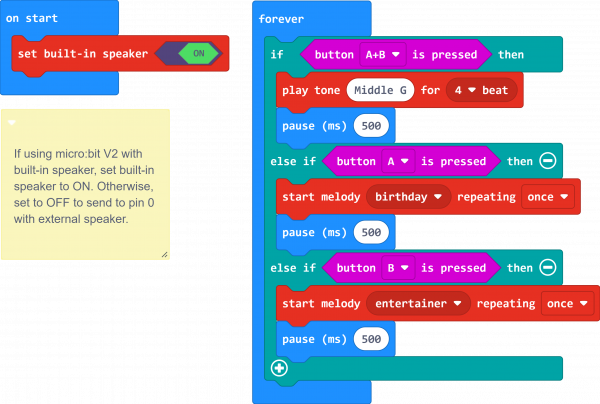 Code to Note Using a Buzzer V2