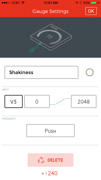 Shakiness gauge settings