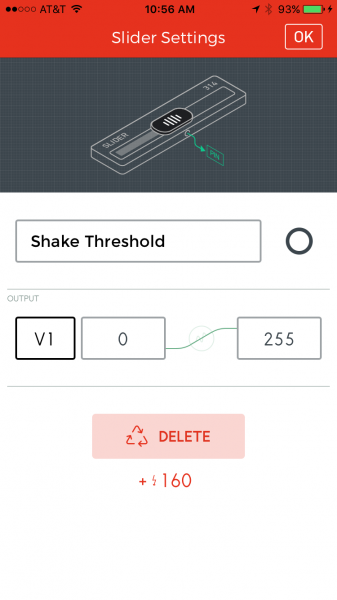 Threshold slider settings