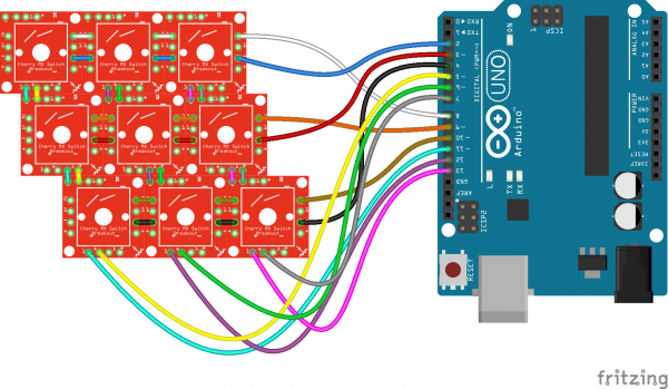 Example 9-key keypad hookup