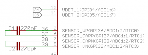 Schematic close up of pins 34-39