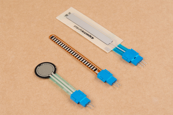 Clincher connector on the Force Sensitive Resistor, Flex Sensor, and SoftPot