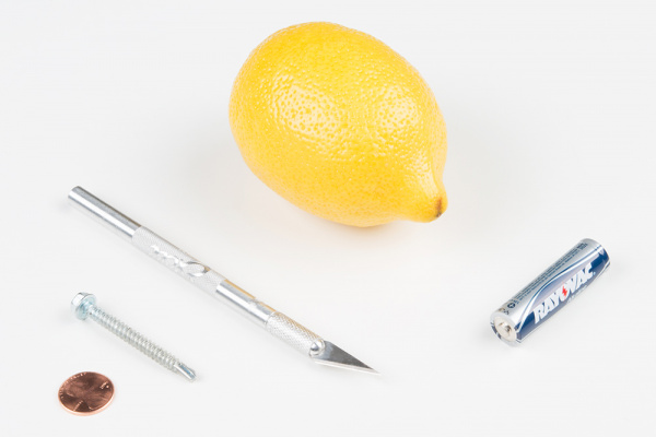 Parts needed to make a lemon battery
