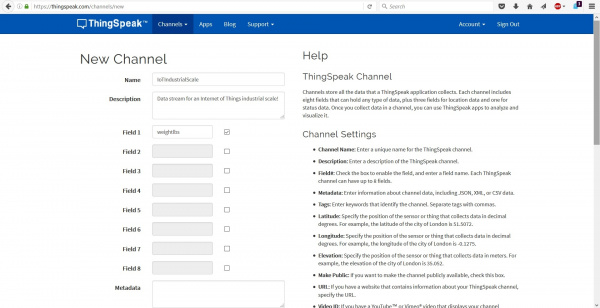 thingspeak channel setup