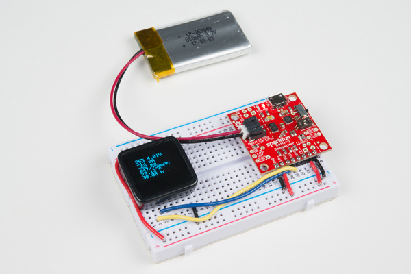 Displaying battery characteristics on a MicroView