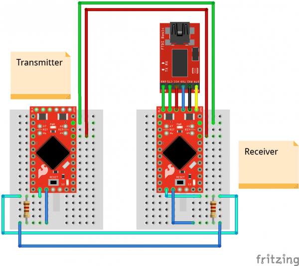 Simple RS485 Network Fritzing Diagram