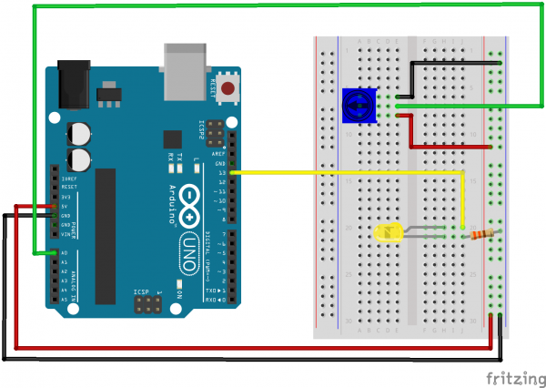 Arduino Uno Fritzing Potentiometer