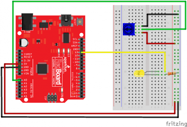 RedBoard Fritzing Potentiometer