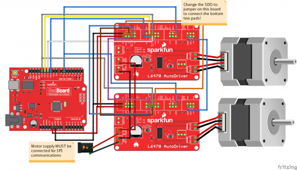 Connecting two autodriver boards to an arduino