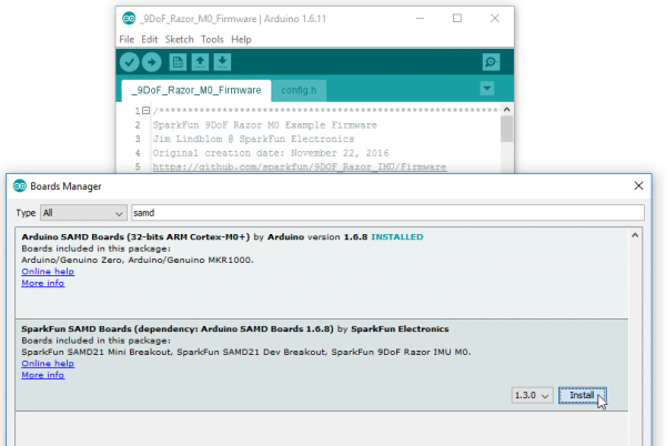 Installing the SparkFun SAMD Boards