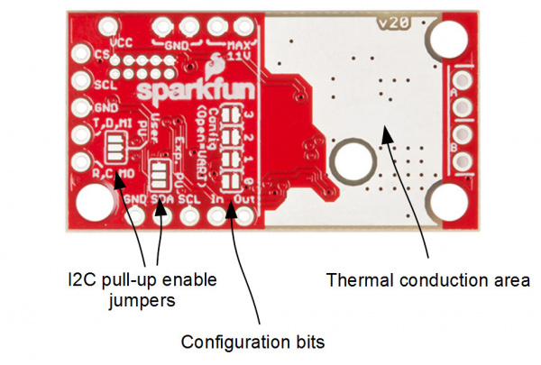 Annotated rear SparkFun Serial Controlled Motor Driver