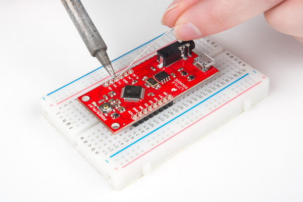 Soldering on the breadboard