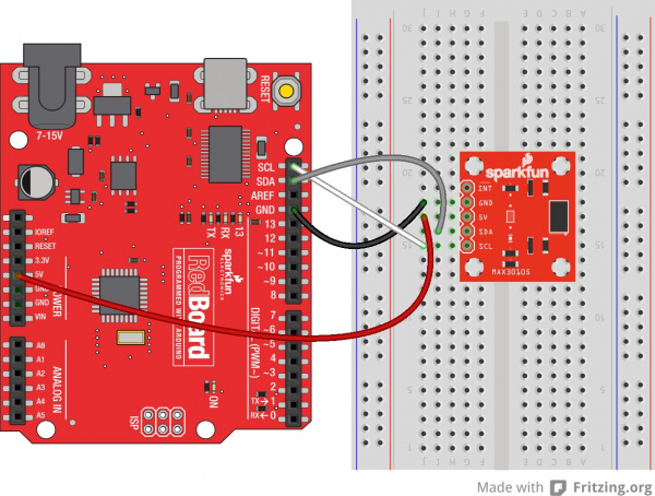 MAX30105 in a fritzing diagram