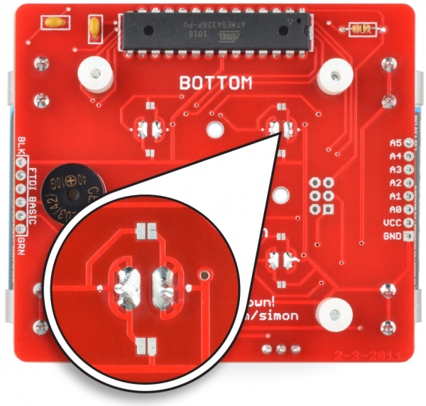 Close Up Simon PCB's LED