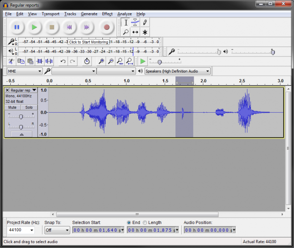 Audio editing in Audacity