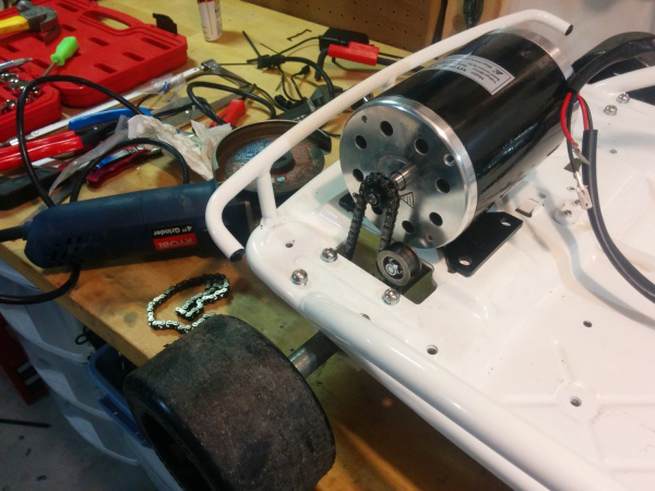 New larger motor on chassis