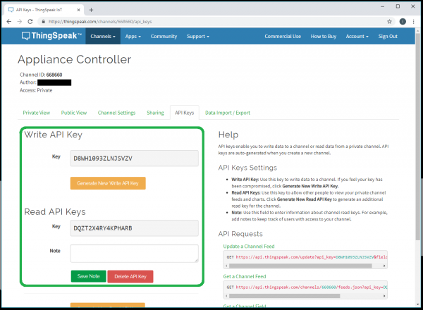 API read/write key