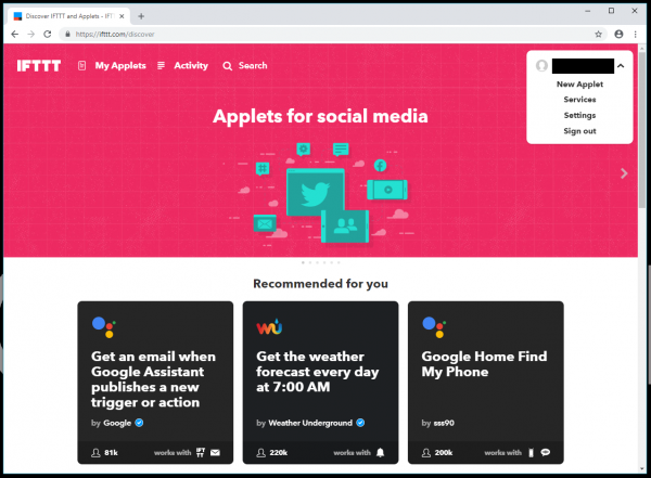 IFTTT new applet