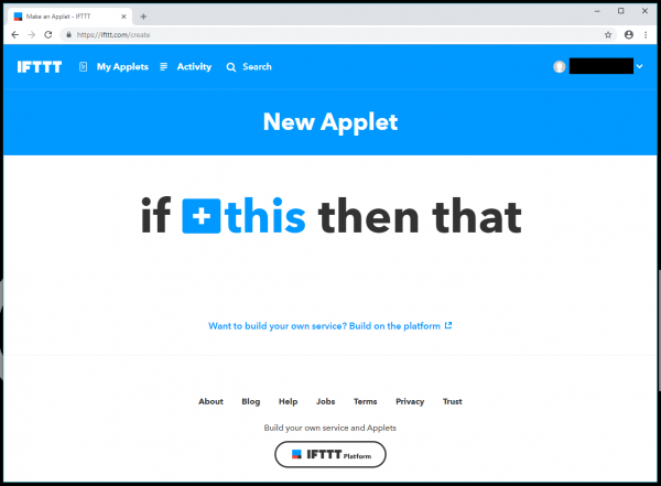 IFTTT new applet trigger