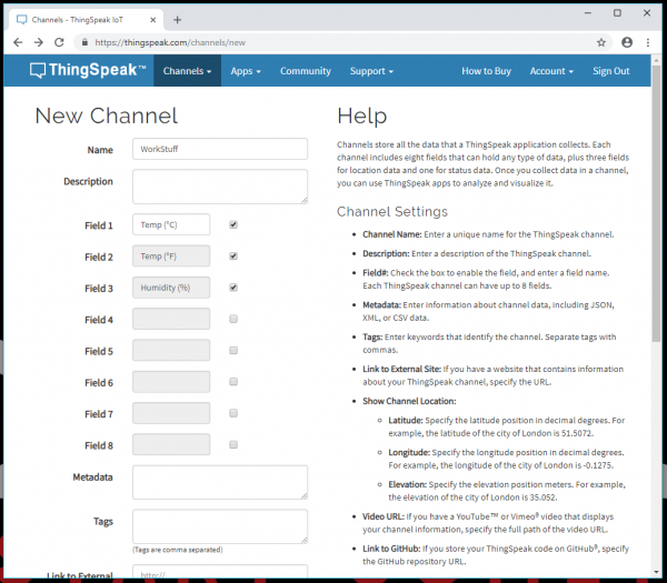 Filling out channel information