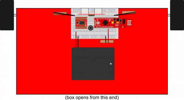 Top down diagram of the robot chassis