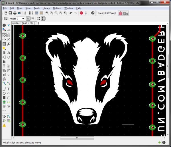 Badger custom art on PCB in Eagle